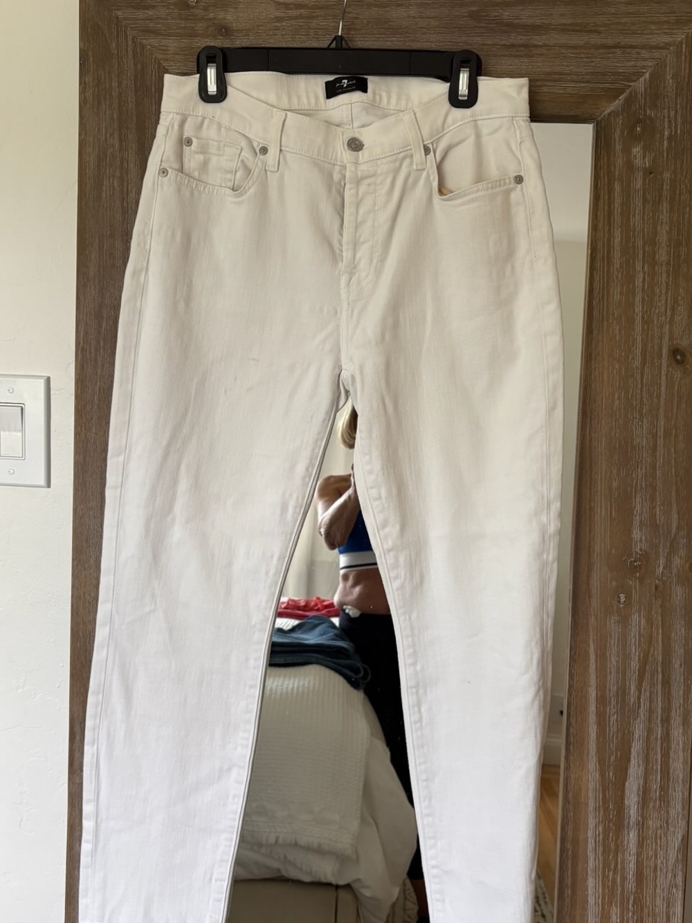 7 For All Mankind White Straight-Leg Women's Jeans